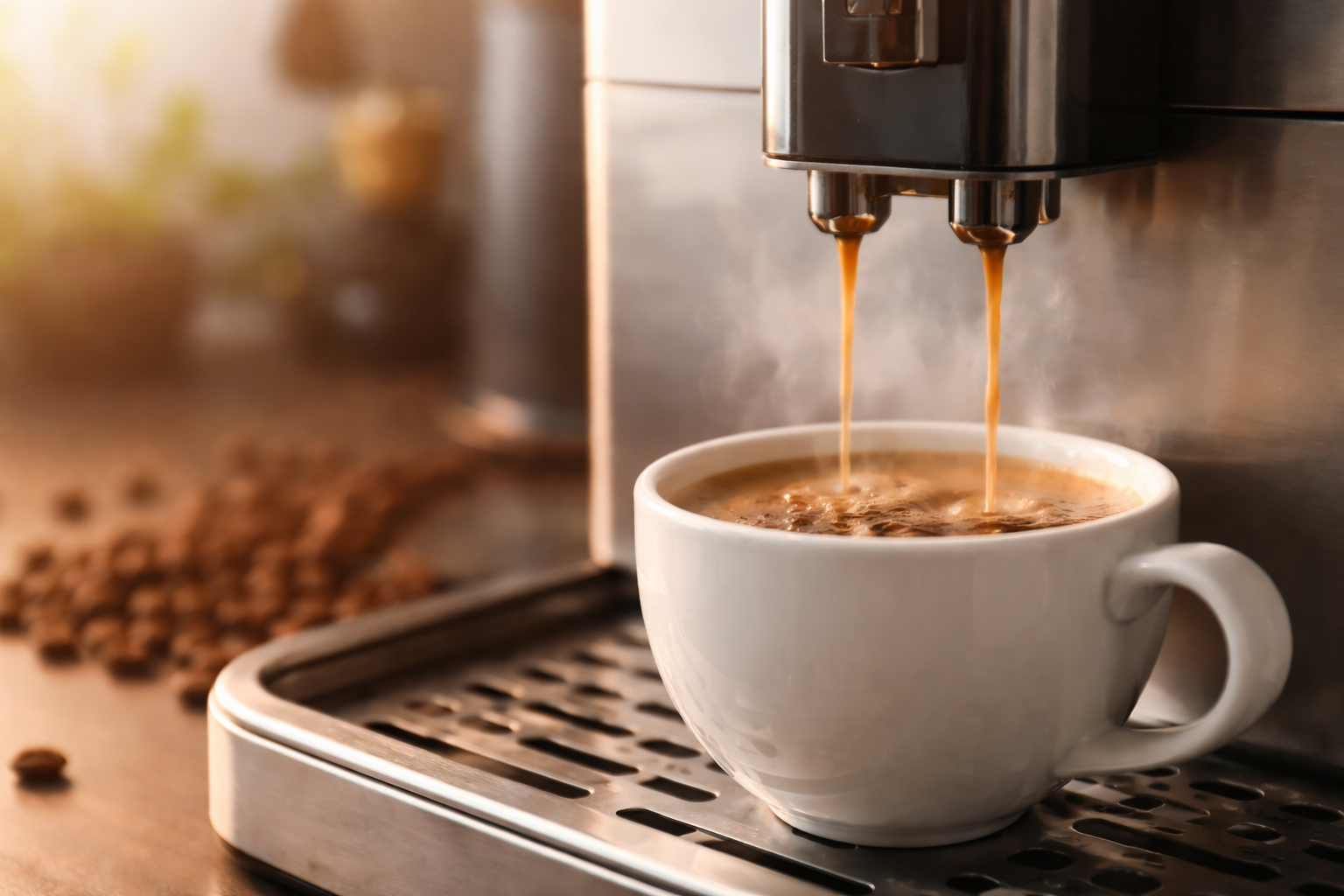 Kaffeevollautomat entkalken – Entkalker in den Wassertank geben und das Entkalkungsprogramm starten